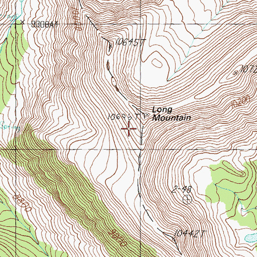 Topographic Map of Long Mountain, ID