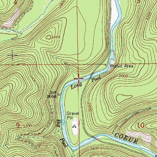 Topographic Map of Long Pool, ID