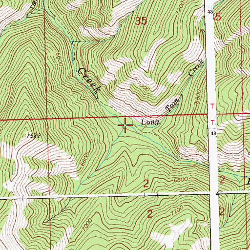 Topographic Map of Long Tom Creek, ID