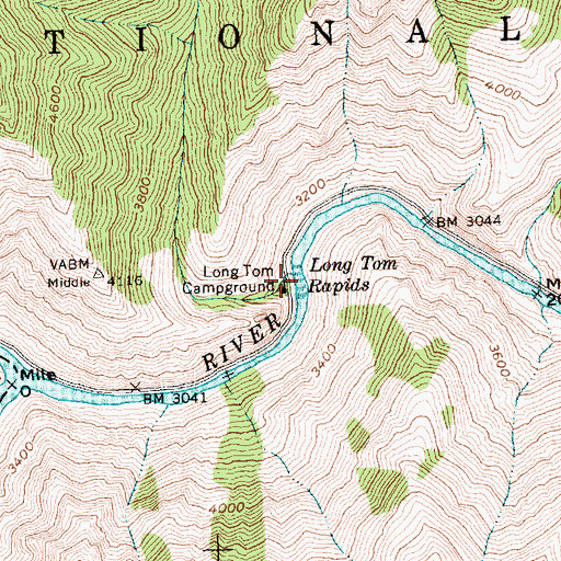 Topographic Map of Long Tom Rapids, ID