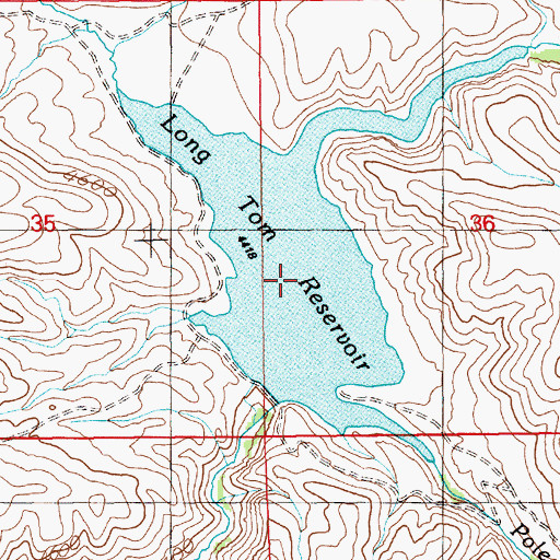 Topographic Map of Long Tom Reservoir, ID