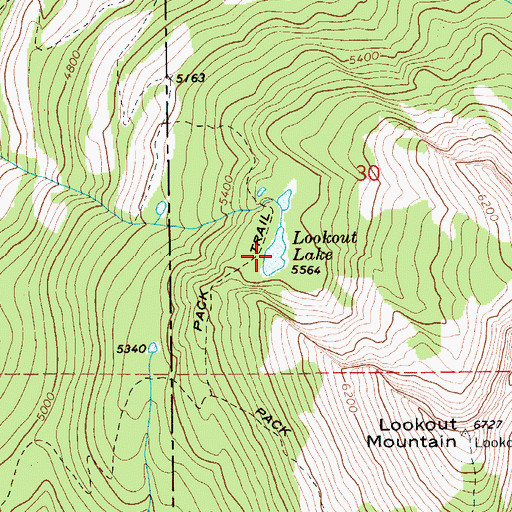 Topographic Map of Lookout Lake, ID