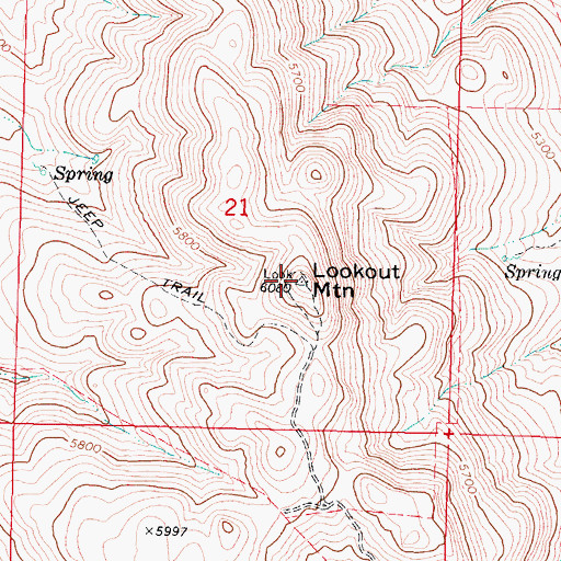 Topographic Map of Lookout Mountain, ID