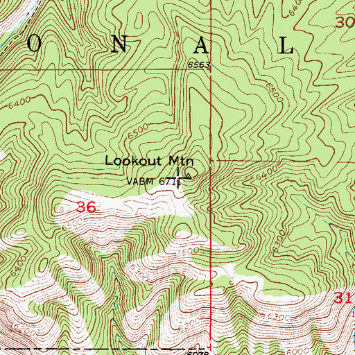 Topographic Map of Lookout Mountain, ID