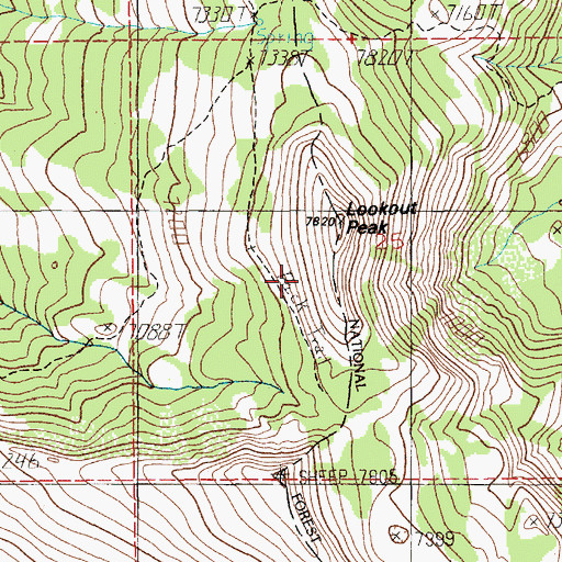 Topographic Map of Lookout Peak, ID