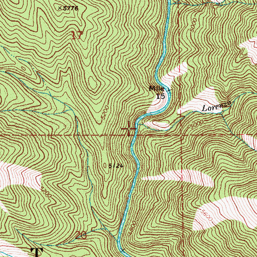Topographic Map of Lorenzo Creek, ID