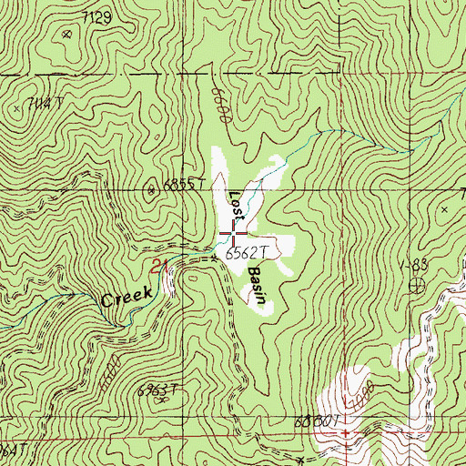 Topographic Map of Lost Basin, ID