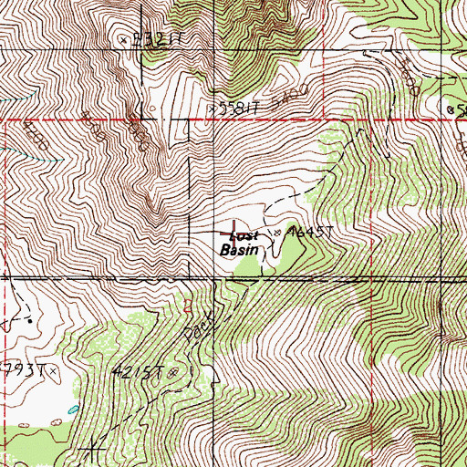 Topographic Map of Lost Basin, ID