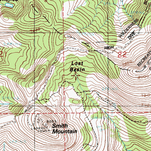 Topographic Map of Lost Basin, ID