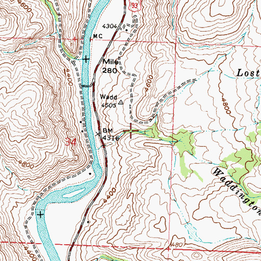 Topographic Map of Lost Creek, ID