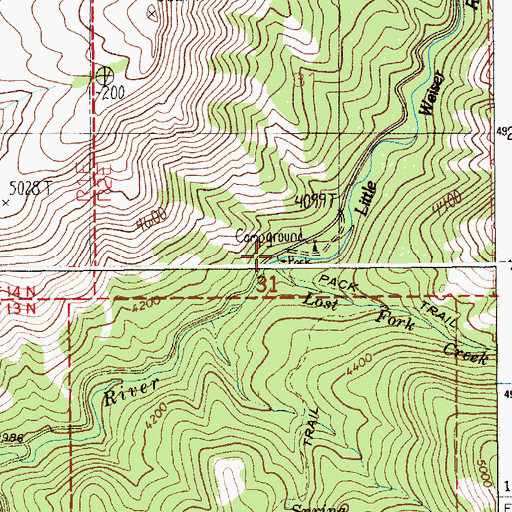 Topographic Map of Lost Fork Creek, ID