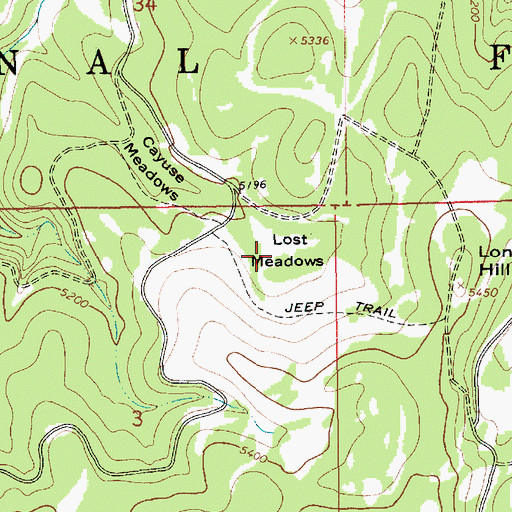 Topographic Map of Lost Meadows, ID