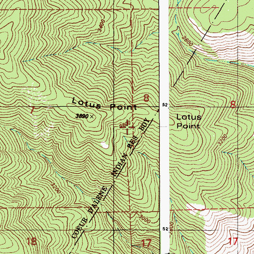 Topographic Map of Lotus Point, ID