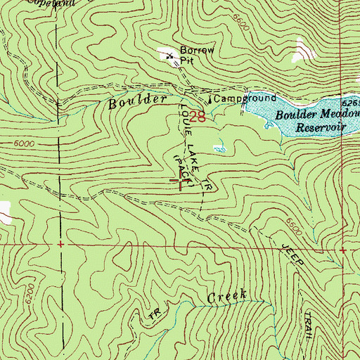 Topographic Map of Louie Lake Trail, ID