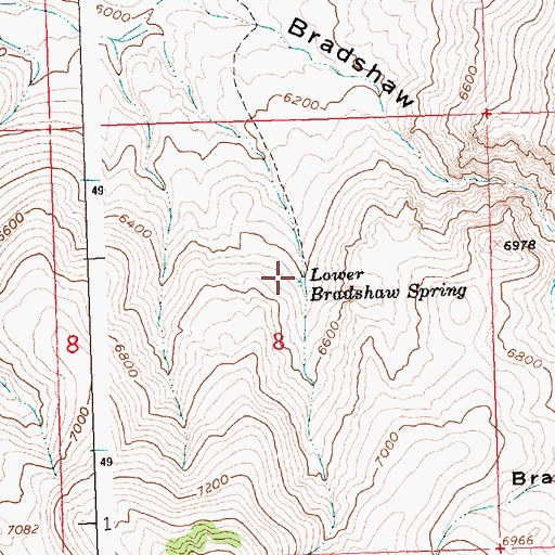 Topographic Map of Lower Bradshaw Spring, ID