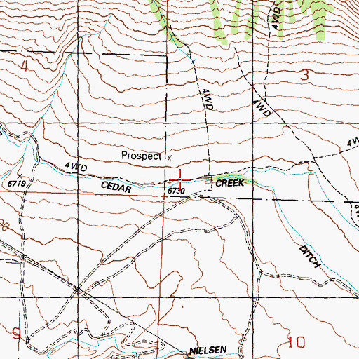 Topographic Map of Lower Cedar Creek Ditch, ID