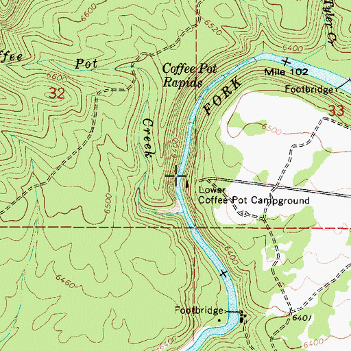 Topographic Map of Lower Coffee Pot Campground, ID