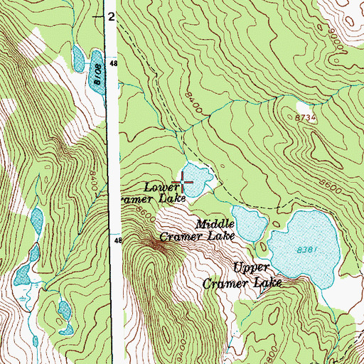 Topographic Map of Lower Cramer Lake, ID
