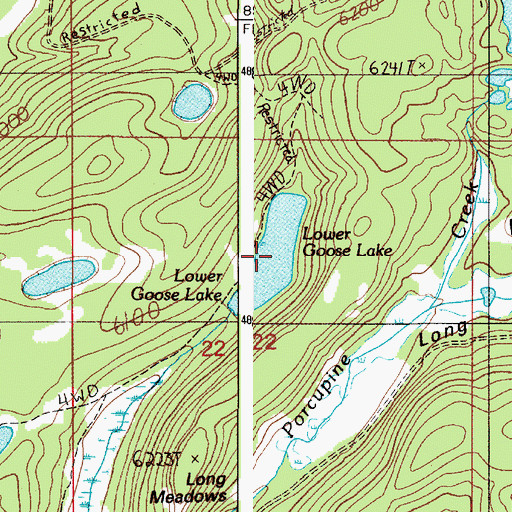 Topographic Map of Lower Goose Lake, ID