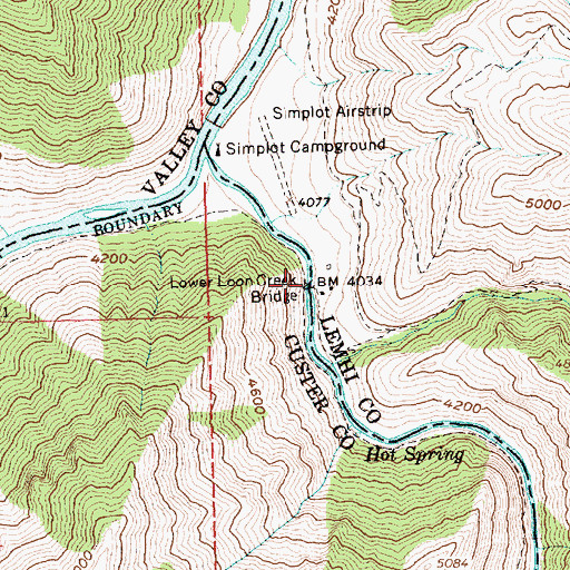 Topographic Map of Lower Loon Creek Bridge, ID