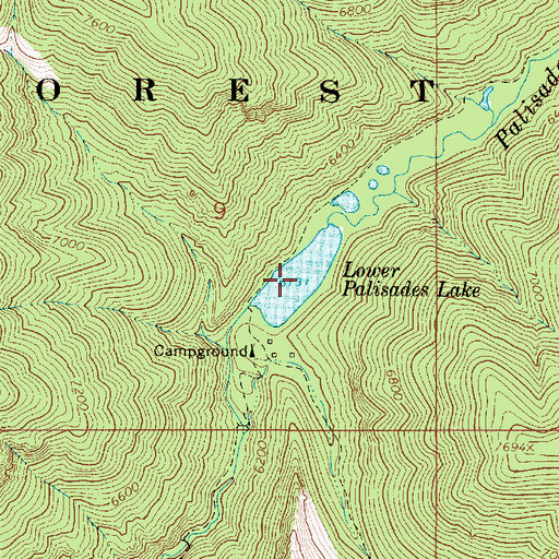 Topographic Map of Lower Palisades Lake, ID