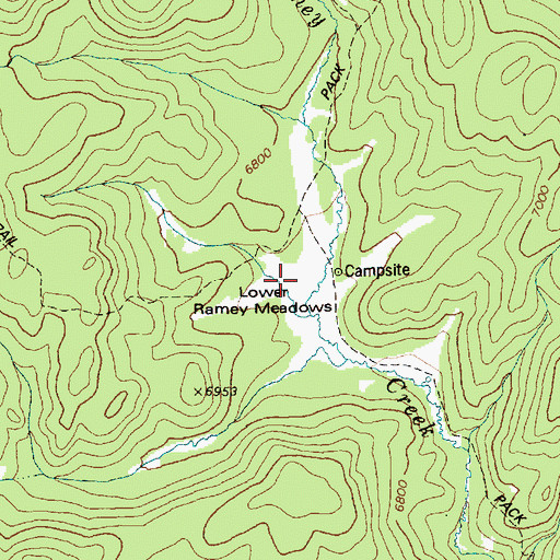 Topographic Map of Lower Ramey Meadows, ID