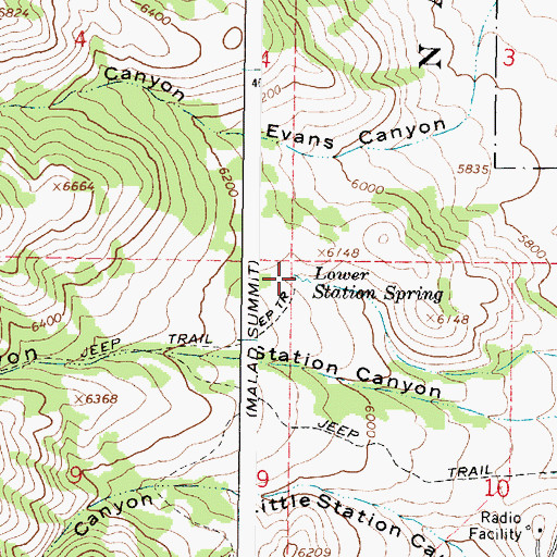 Topographic Map of Lower Station Spring, ID