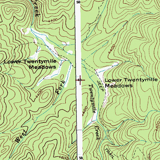 Topographic Map of Lower Twentymile Meadows, ID