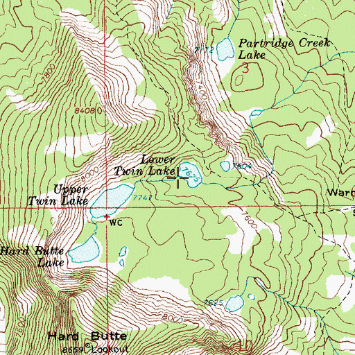 Topographic Map of Lower Twin Lake, ID