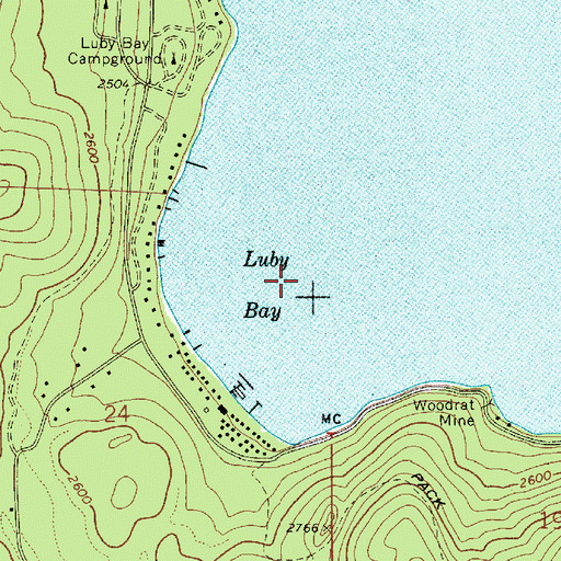 Topographic Map of Luby Bay, ID