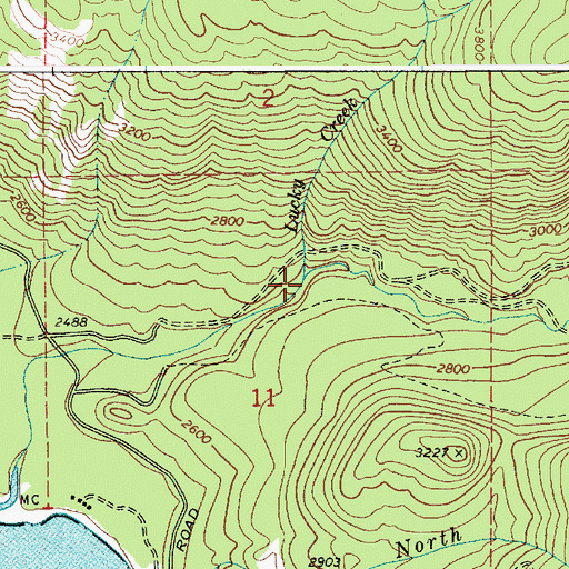 Topographic Map of Lucky Creek, ID