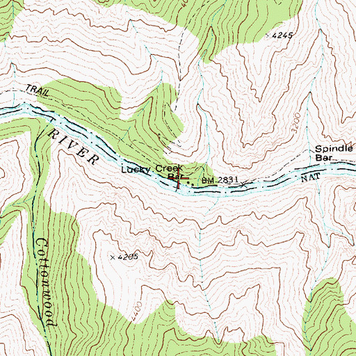 Topographic Map of Lucky Creek Bar, ID