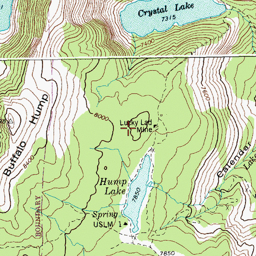 Topographic Map of Lucky Lad Mine, ID