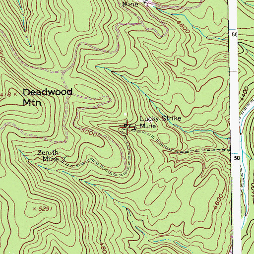 Topographic Map of Lucky Strike Mine, ID
