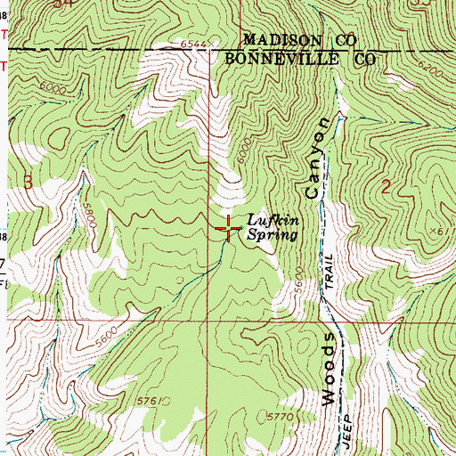 Topographic Map of Lufkin Spring, ID