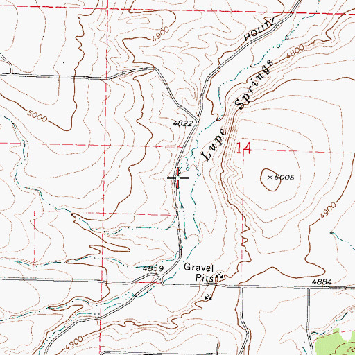 Topographic Map of Lupe Springs, ID