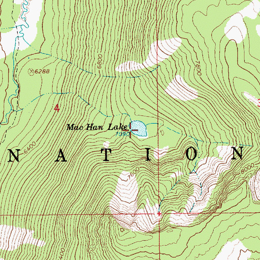Topographic Map of Mac Han Lake, ID