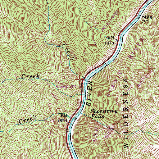 Topographic Map of Macaroni Creek, ID