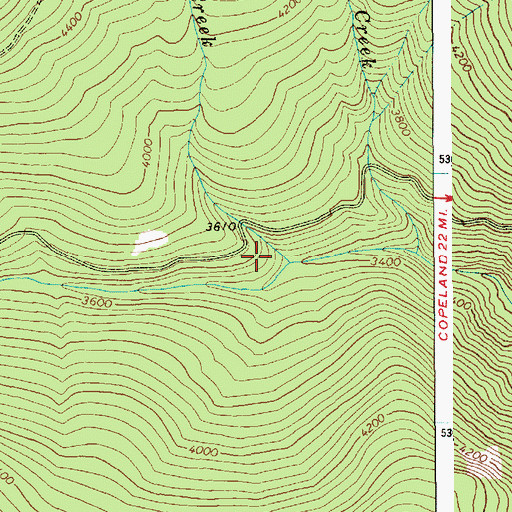 Topographic Map of Mack Creek, ID