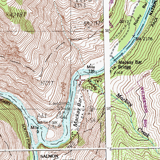 Topographic Map of Mackay Creek, ID
