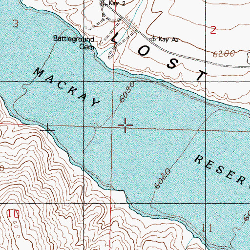 Topographic Map of Mackay Reservoir, ID