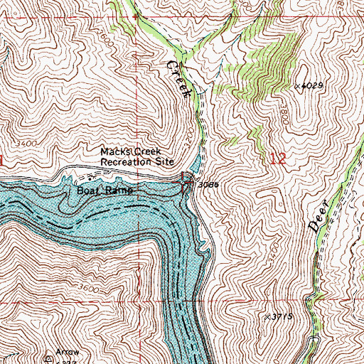 Topographic Map of Macks Creek, ID