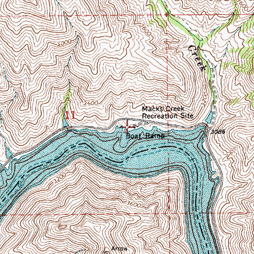 Topographic Map of Macks Creek Recreation Site, ID
