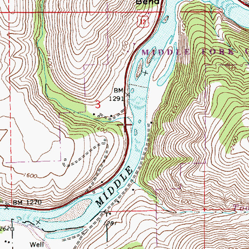Topographic Map of Maggie Creek, ID