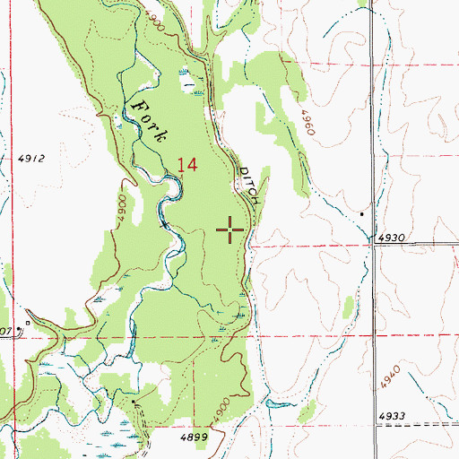 Topographic Map of Mahala Ditch, ID