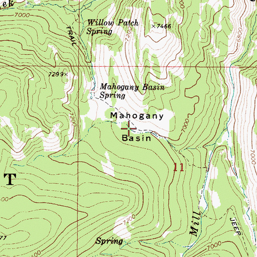 Topographic Map of Mahogany Basin, ID