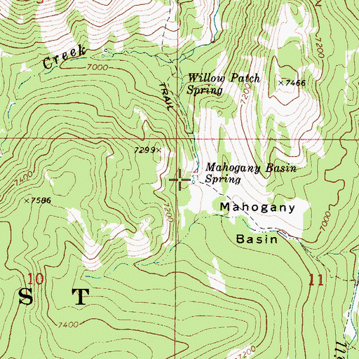 Topographic Map of Mahogany Basin Spring, ID