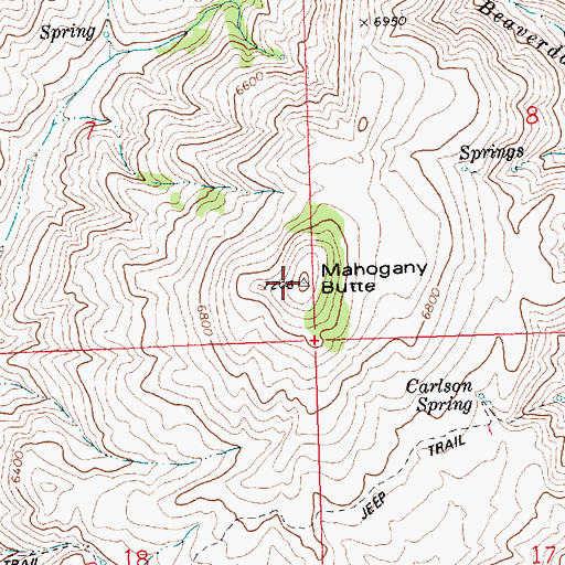 Topographic Map of Mahogany Butte, ID