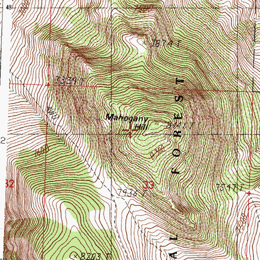 Topographic Map of Mahogany Hill, ID