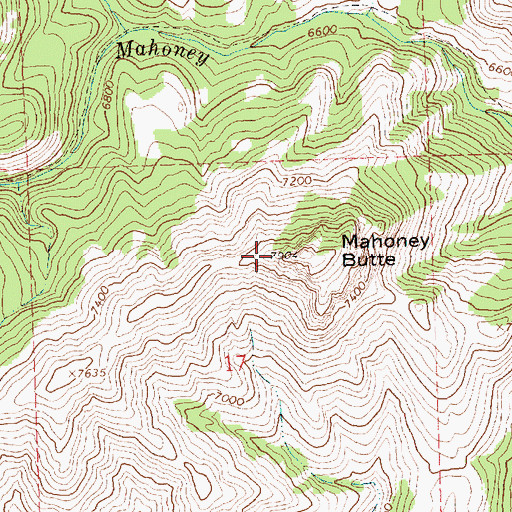 Topographic Map of Mahoney Butte, ID